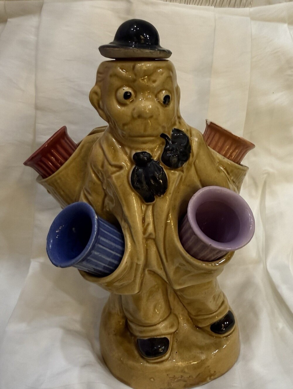 Vintage German Mid Century Vagabond Man Ceramic Decanter Set 8652 Barware